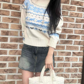 Nordic Pattern High-Neck Knit