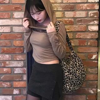 Slim Fit Cowl Neck Crop Hoodie