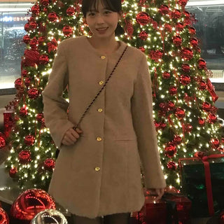 Gold Button Coat Style Dress