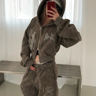 Camo Rose Cubic Hooded Zip-Up
