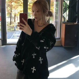 Cross Hotfix Graphic Hoodie Zip-Up