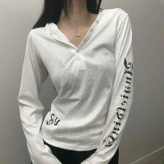 Eyelet Detail Soft Sleeve Lettering Hoodie