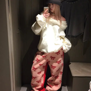 ribbon off-shoulder hoodie