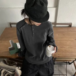 Wavy Pigment Double Henley Neck