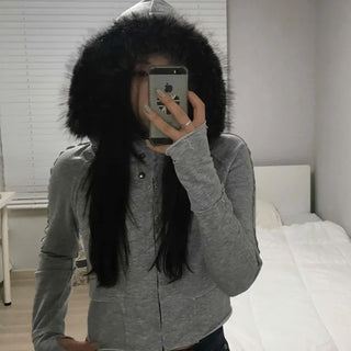 Big Fur Hood Daily Basic Zip-up