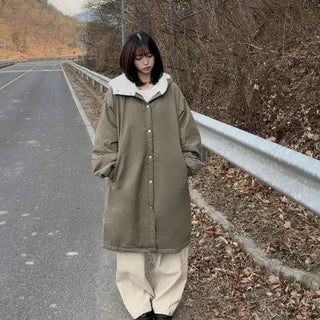 Shearling Big Collar Oversized Quilted Field Coat
