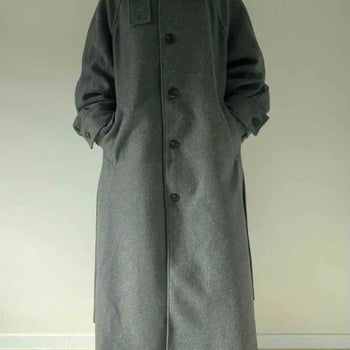 Short Collar Belt Set A-Line Maxi Coat