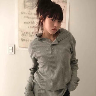 Antique Collared Wide Rib Knit
