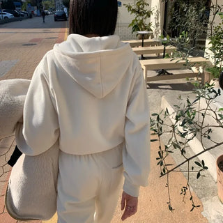 Fleece Zip-up Cropped Fleece Hoodie Jumper