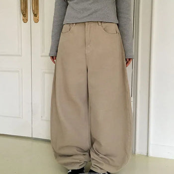 Moi Winter Fleece-Lined Wide Cotton Pants
