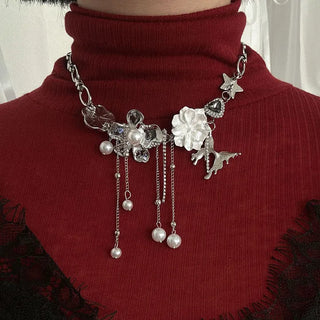 Vintage Flower Tassel Necklace