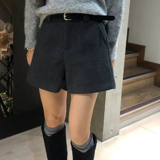 Fleece-lined Wool Shorts
