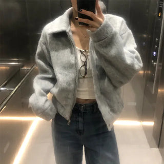 Mohair Blouson Collar Jacket