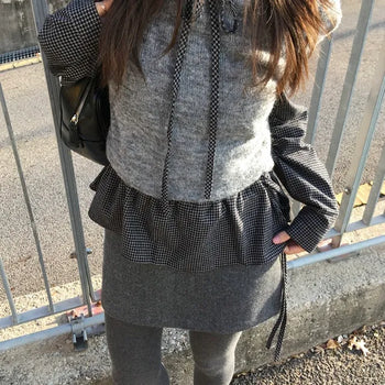 Peach Check Blouse