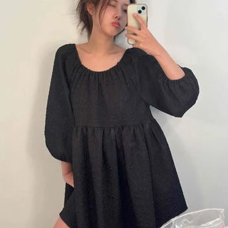 Sherbet Soft Embroidered Square Neck Flare Dress