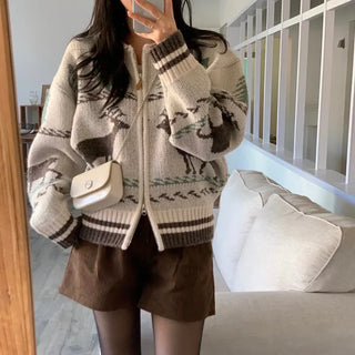 Prep Nordic Cowichan Two-way Knit Zip-up Cardigan