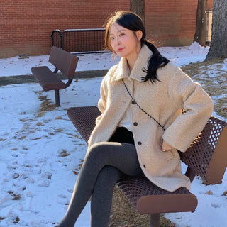 Reavered Boucle Oversized Half Coat