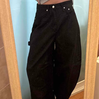 High-waisted super wide loose-fit denim pants