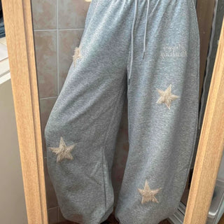 Star Embroidered Balloon Fit Elastic Waist Jogger Pants