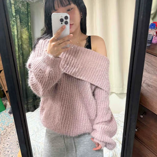 Delicate Off-Shoulder Loose-Fit Knit