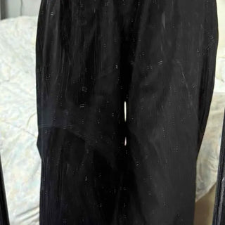 Pinstripe Double-Pleated Loose Slacks