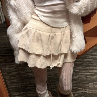 Deridi Velvet Tiered Skirt Pants