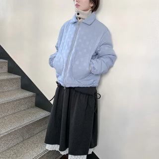 Dot round collar bomber jacket