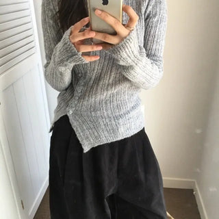 Super Slim Fit Button Ribbed Knit Tee