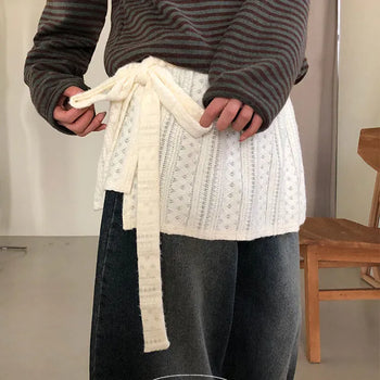 Bopo Layered Frill Wrap Knit Skirt