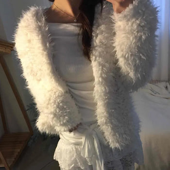 Soft Feather V-Neck Loose Fit Knit Cardigan