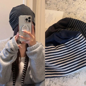 Graph Stripe Fleece Beanie