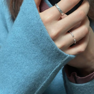 Slim Check Quilted Layered Silver Ring 3mm Sizes 7 to 17