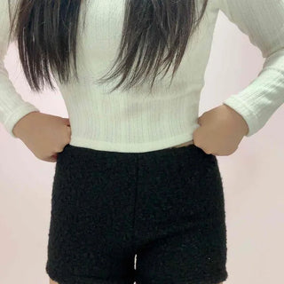 Boucle A-line Sherpa High-Waisted Shorts