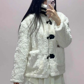 Teddy Bear High-Neck Fur Shearling Jacket