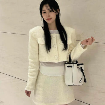 Tweed Boucle Pocket Crop Jacket