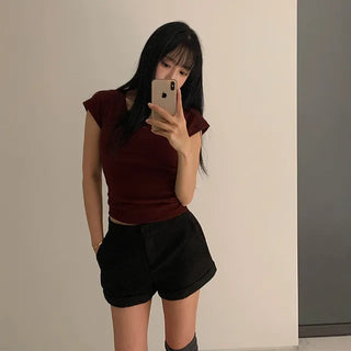 Faye wool roll-up shorts
