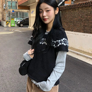 All Right Snowflake Nordic Short Sleeve Knit