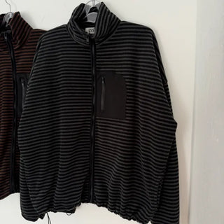Pauco Striped Pocket High-Neck Fleece