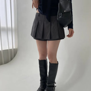 Kai Striped Pleated Skirt-Pants