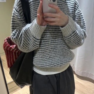 [UNISEX] Marble Stripe Long Sleeve Knit