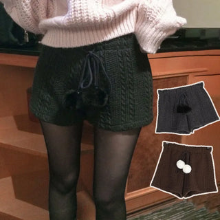 Tribin pom-pom knit shorts