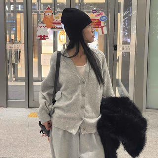 Soft V-neck Loose Fit Cardigan