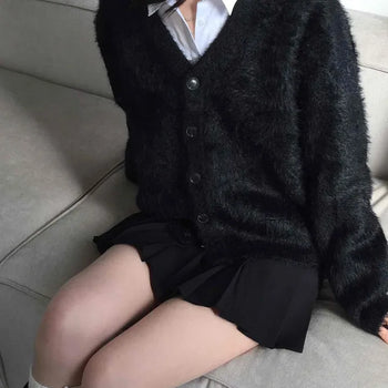 Chic Mood Long Sleeve Oversized V-Neck Cardigan