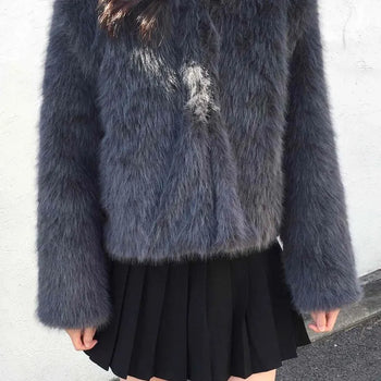 Soft Gradient Long Fur Collaboration Crop Jacket