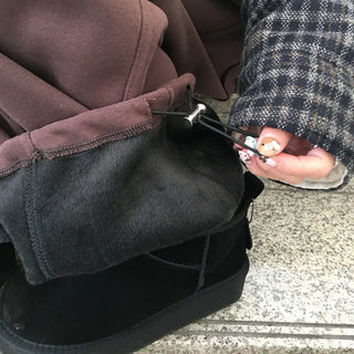[UNISEX] (Fleece-lined) Keyring Cut-out Wide Pants