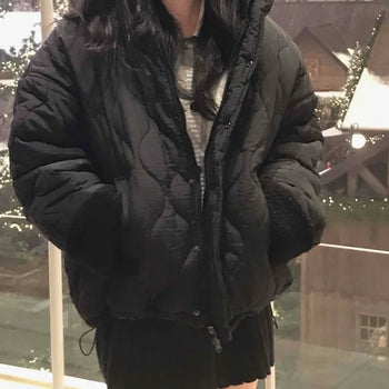 Quilted String Hem Fleece-Lined Short Padded Jacket