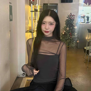 Shining Mesh Border Line Inner Top