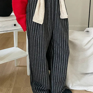 Oslo striped elastic wool pants