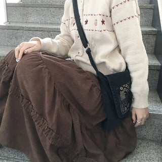 Crong corduroy tiered long skirt