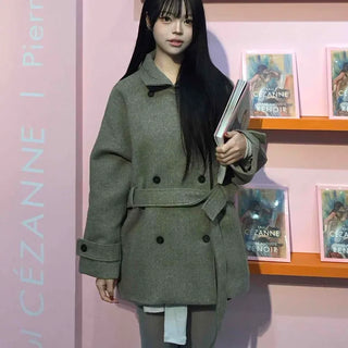 Classic Wool Double-Breasted Oversized Trench Coat